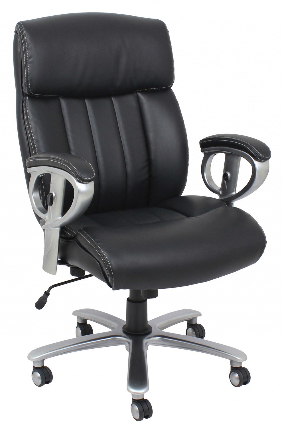 Office Chair With Pneumatic Lift, Black Bonded Leather Match - Bonded Leather, Pvc, Meta Black Blm