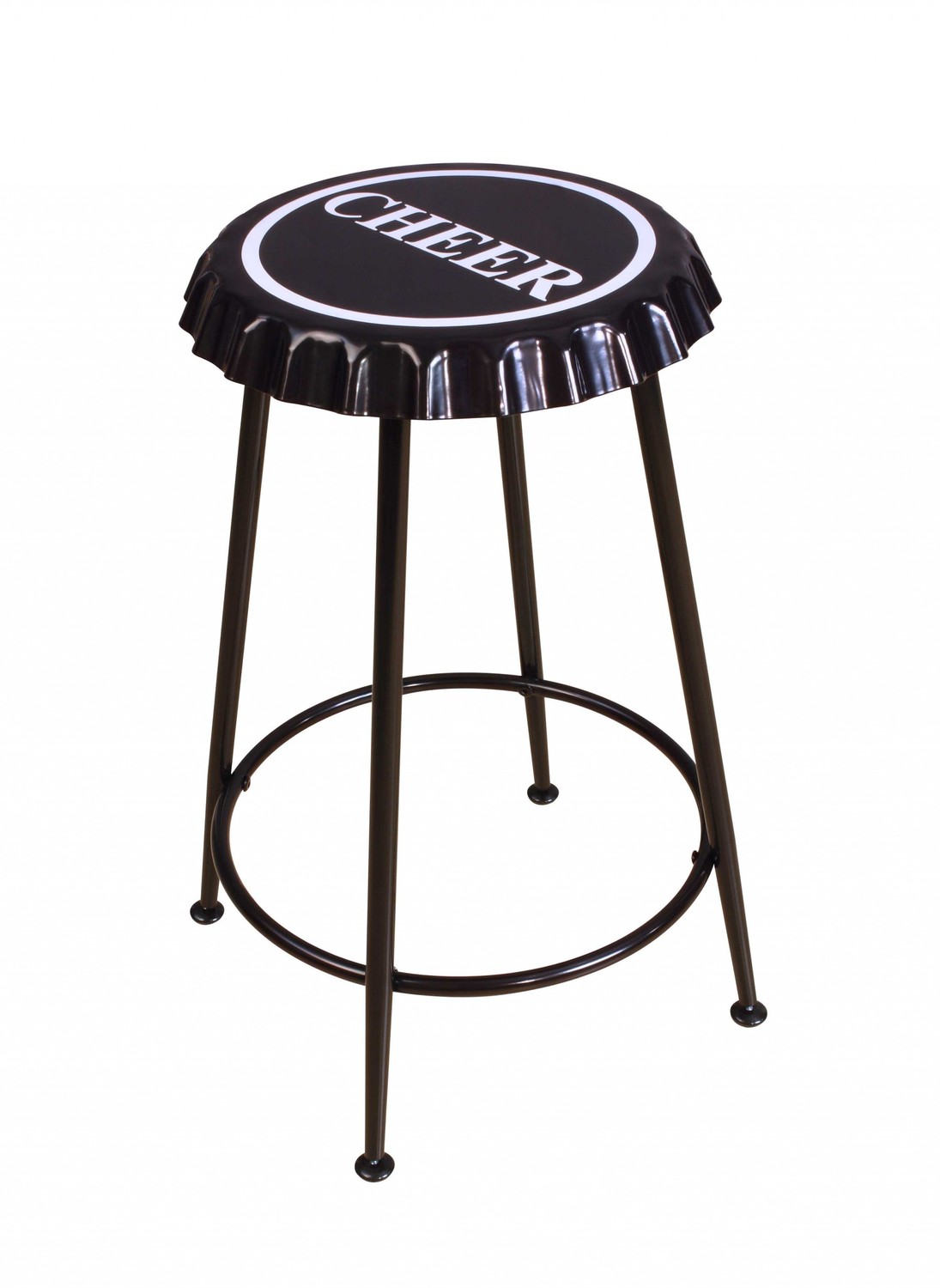 17" X 17" X 24" Black Metal Tube Stool