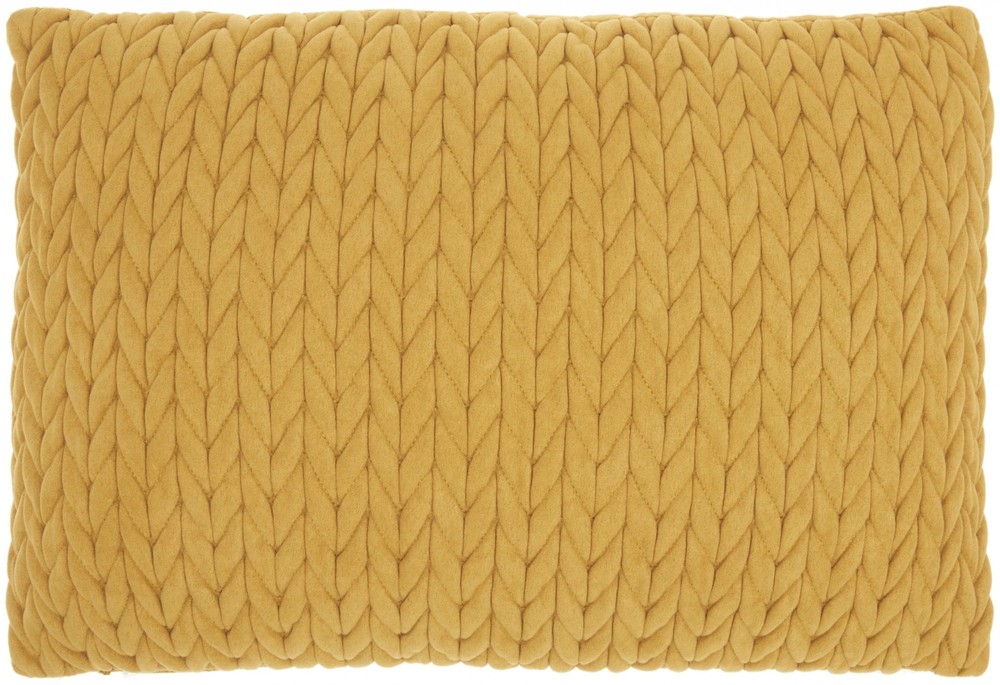 Mustard Yellow Chunky Braid Lumbar Pillow