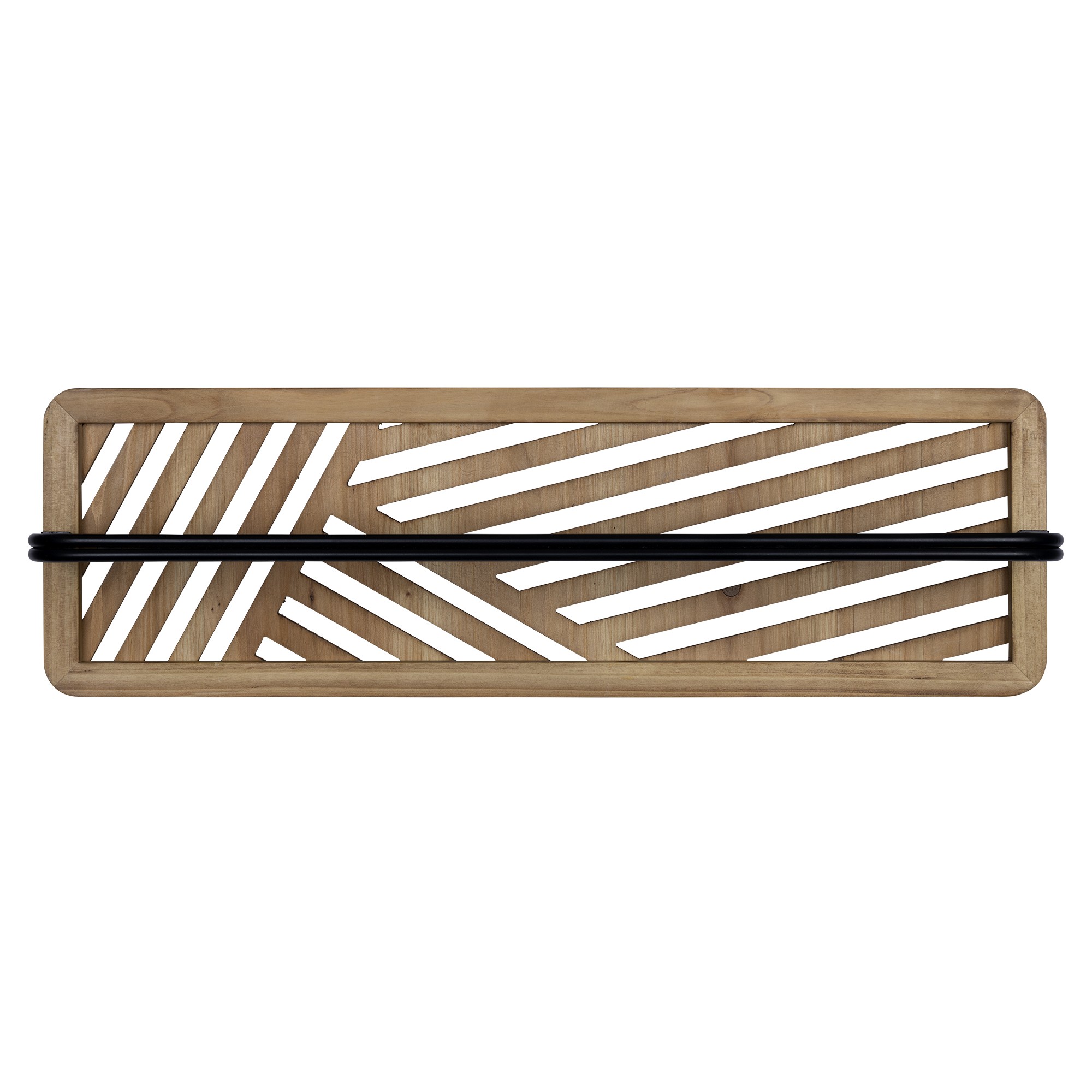 Cut Out Design Wood and Metal Towel Rack