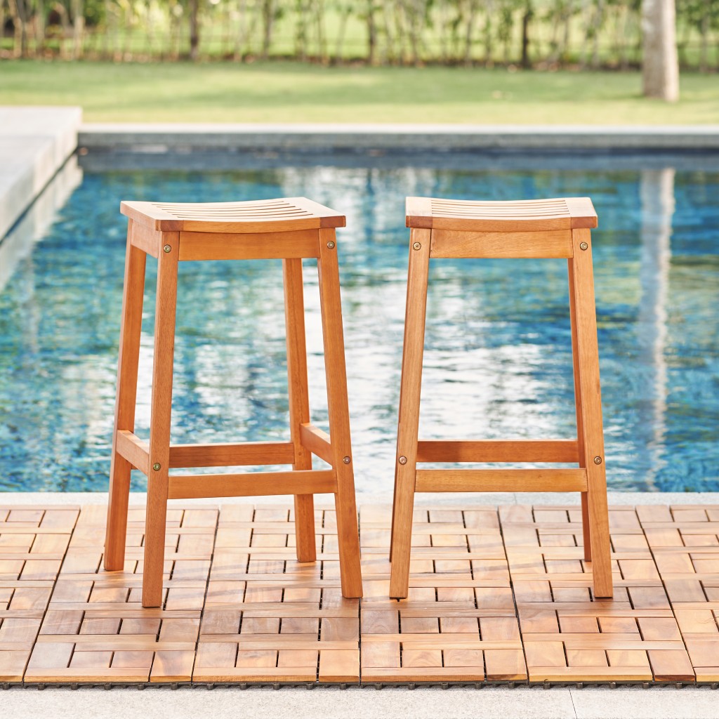 Natural Wood Patio Dining Stool