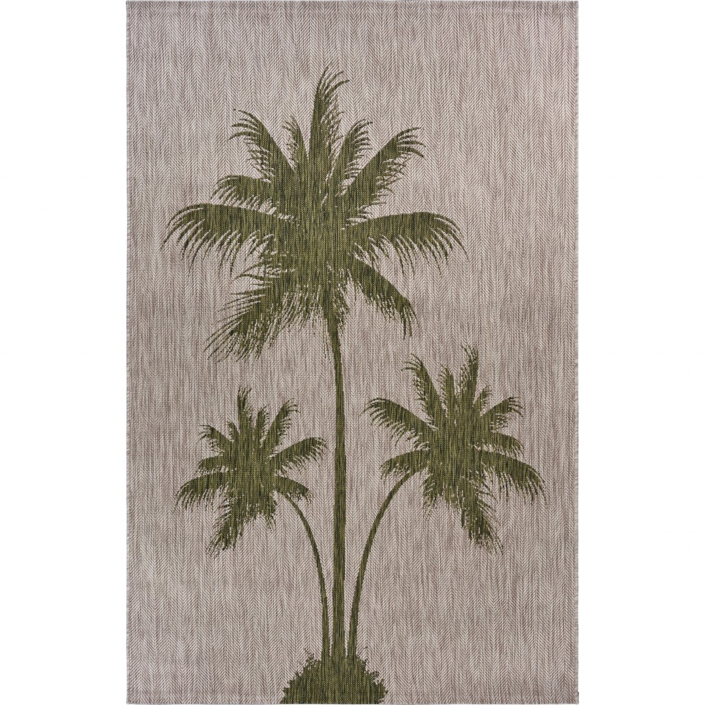 2 x 3 Green Palm Tree Indoor Outdoor Scatter Rug