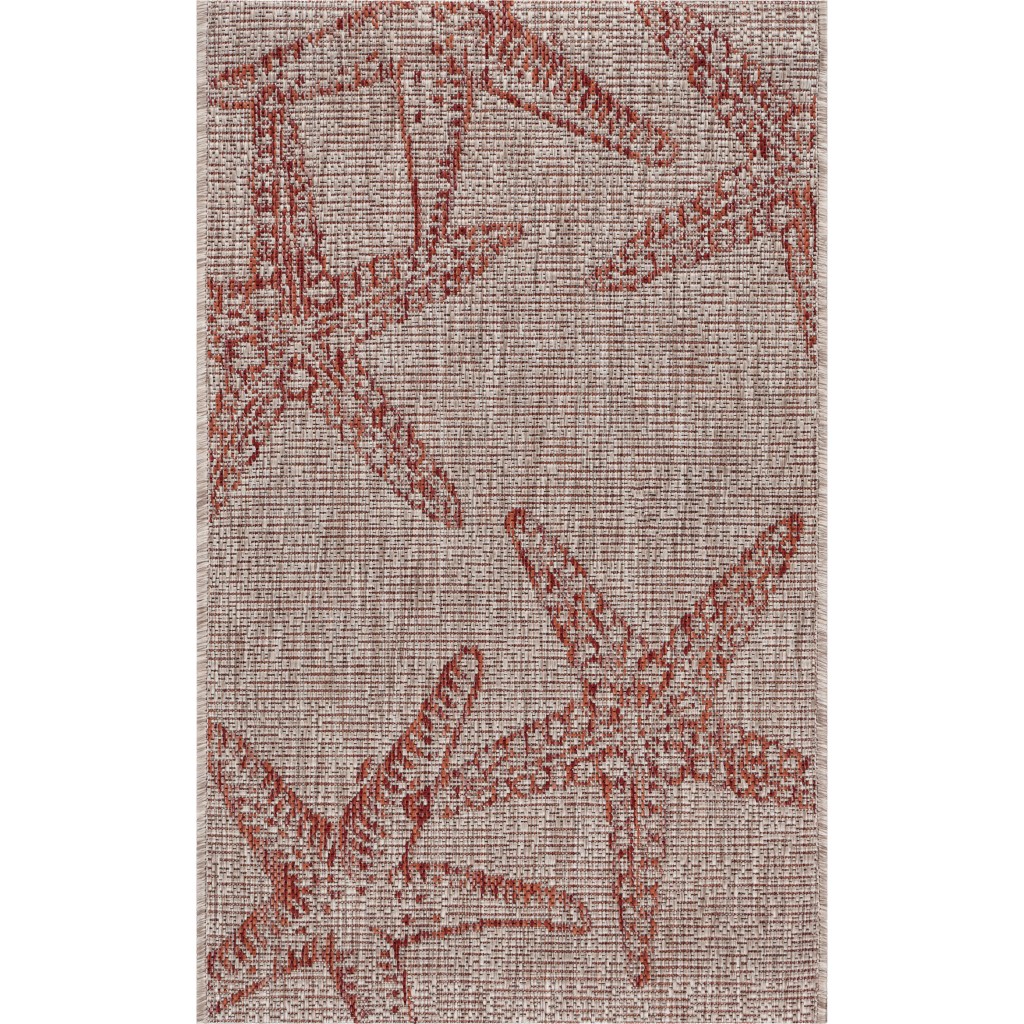 2 x 3 Red Starfish Indoor Outdoor Scatter Rug