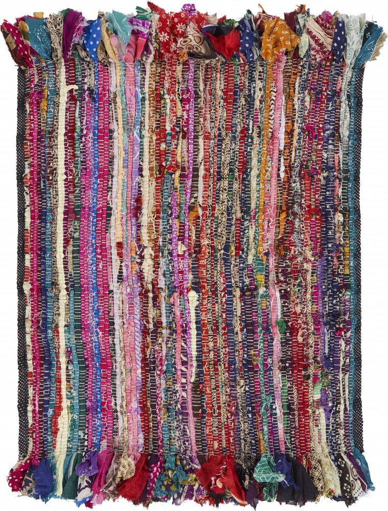 2 x 3 Colorful Fringed Striped Scatter Rug