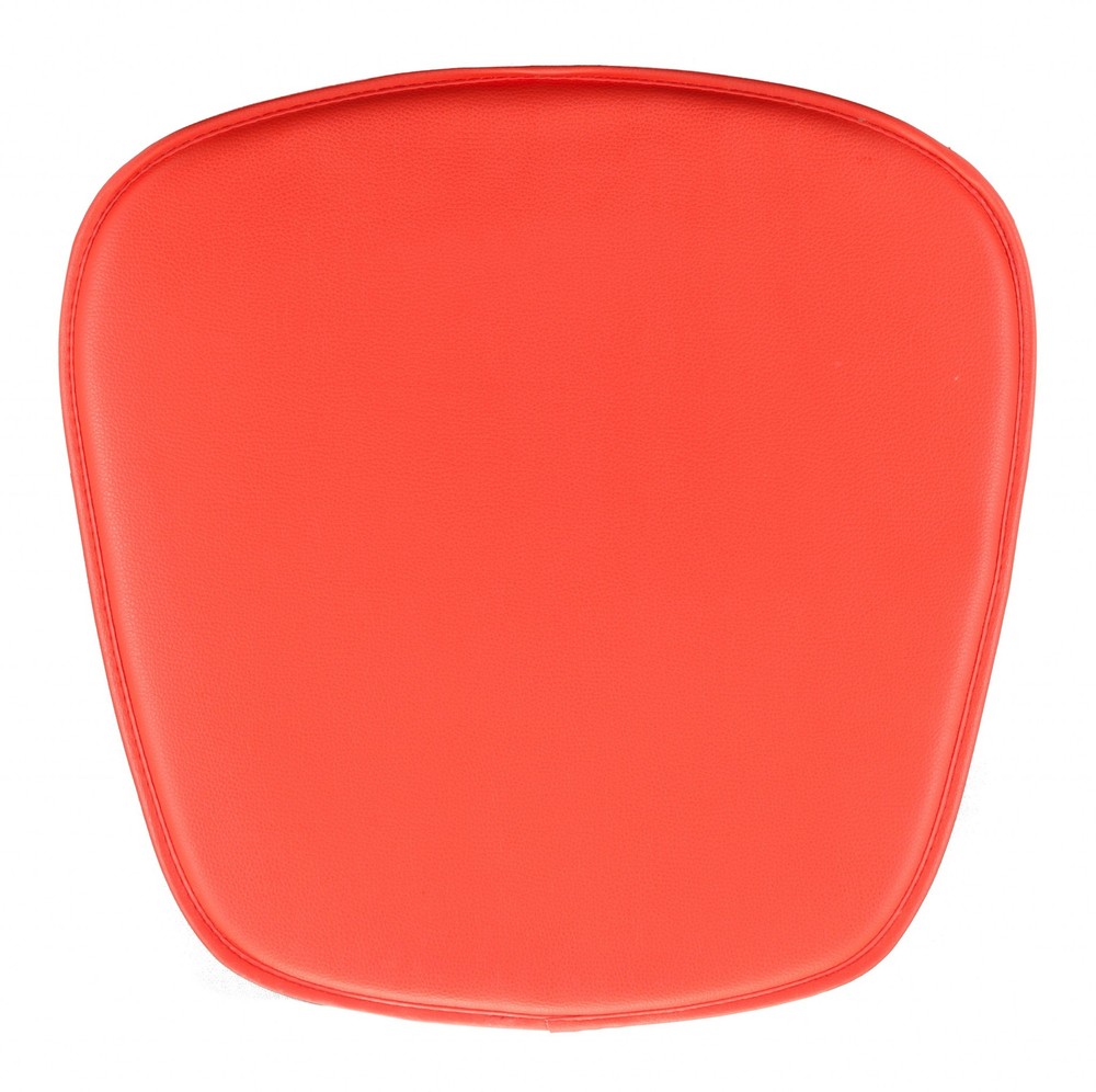 Red Faux Leather Cushion Chair Pad