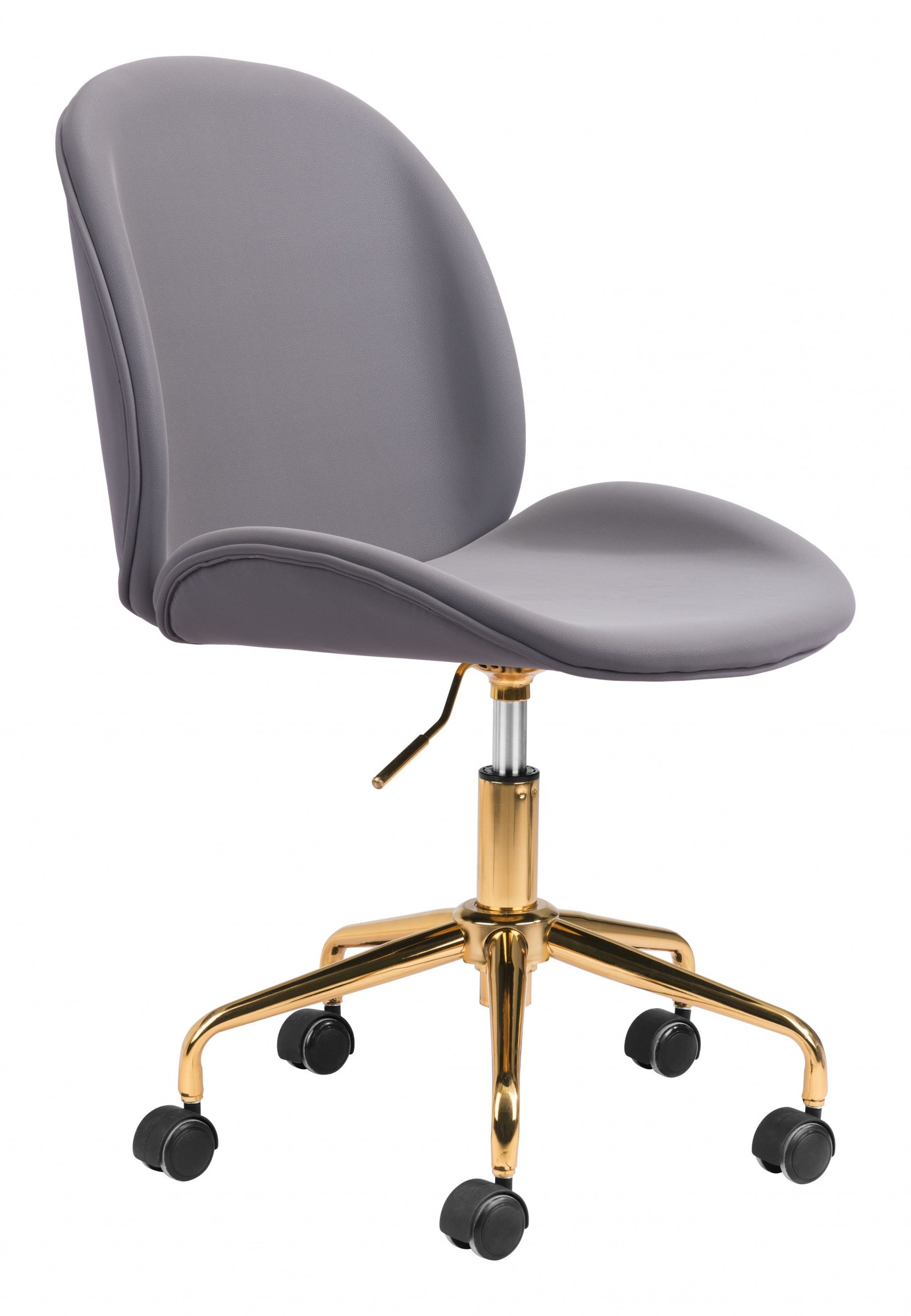 Contempo Gray Velvet and Gold Rolling Office Chair