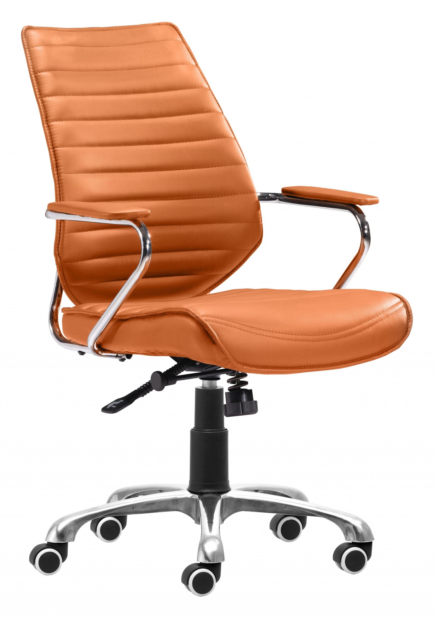 Orange Faux Leather Executive Channel Back Rolling Office Chair