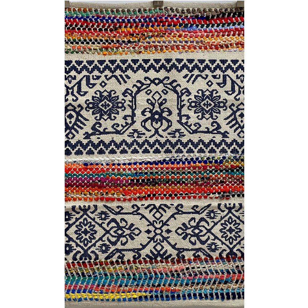 2 x 3 Multicolored Geometric Chindi Scatter Rug