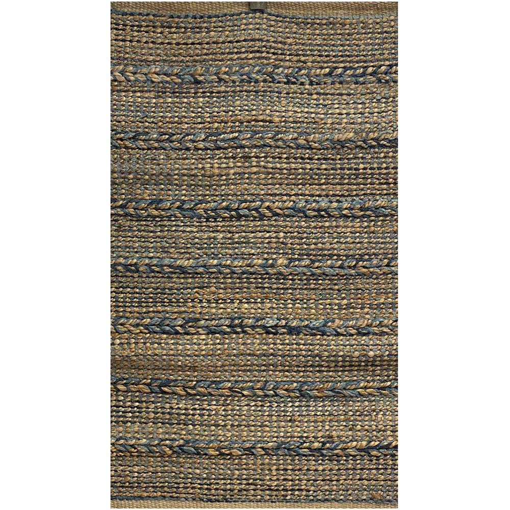 2 x 3 Blue and Tan Braided Stripe Scatter Rug