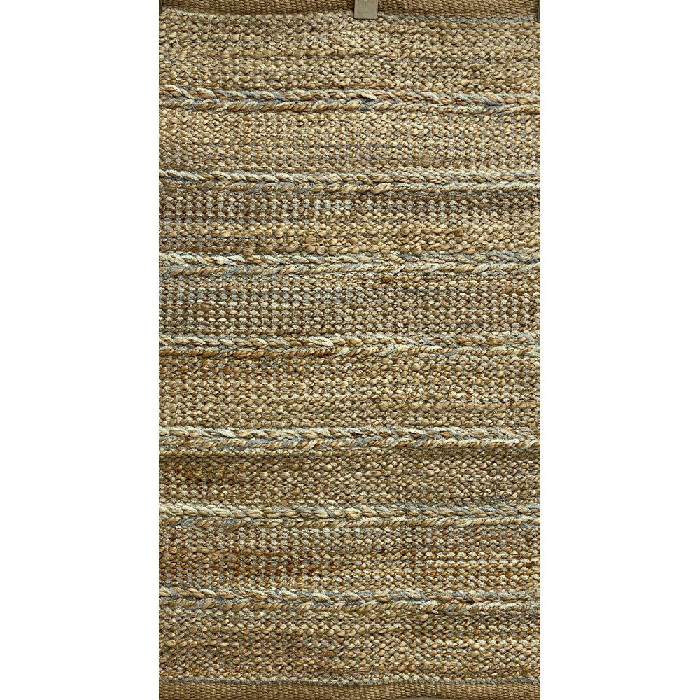 2 x 3 Soft Blue and Tan Braided Stripe Scatter Rug