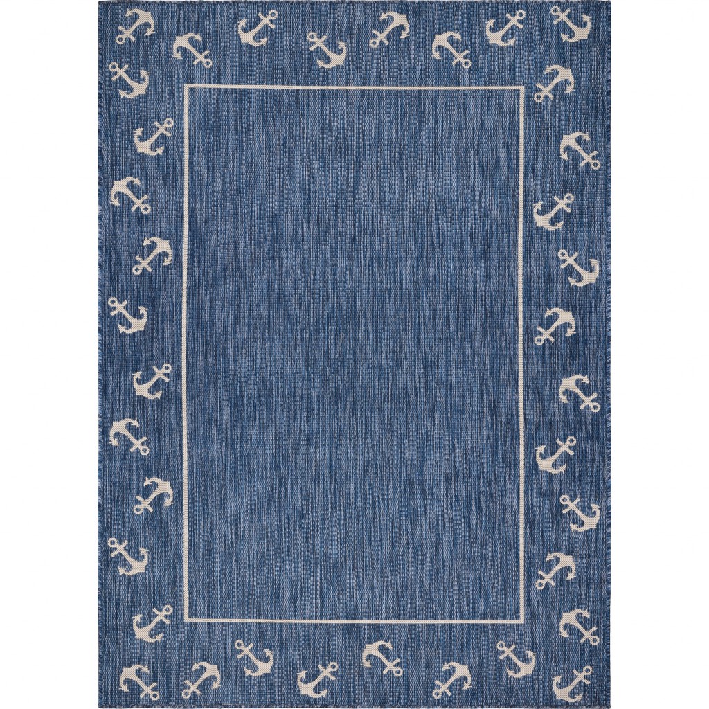 2 x 3 Navy Anchor Indoor Outdoor Scatter Rug