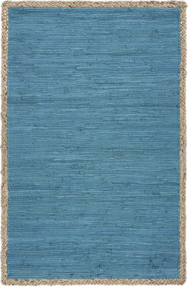 3 x 4 Blue and Tan Braided Border Area Rug