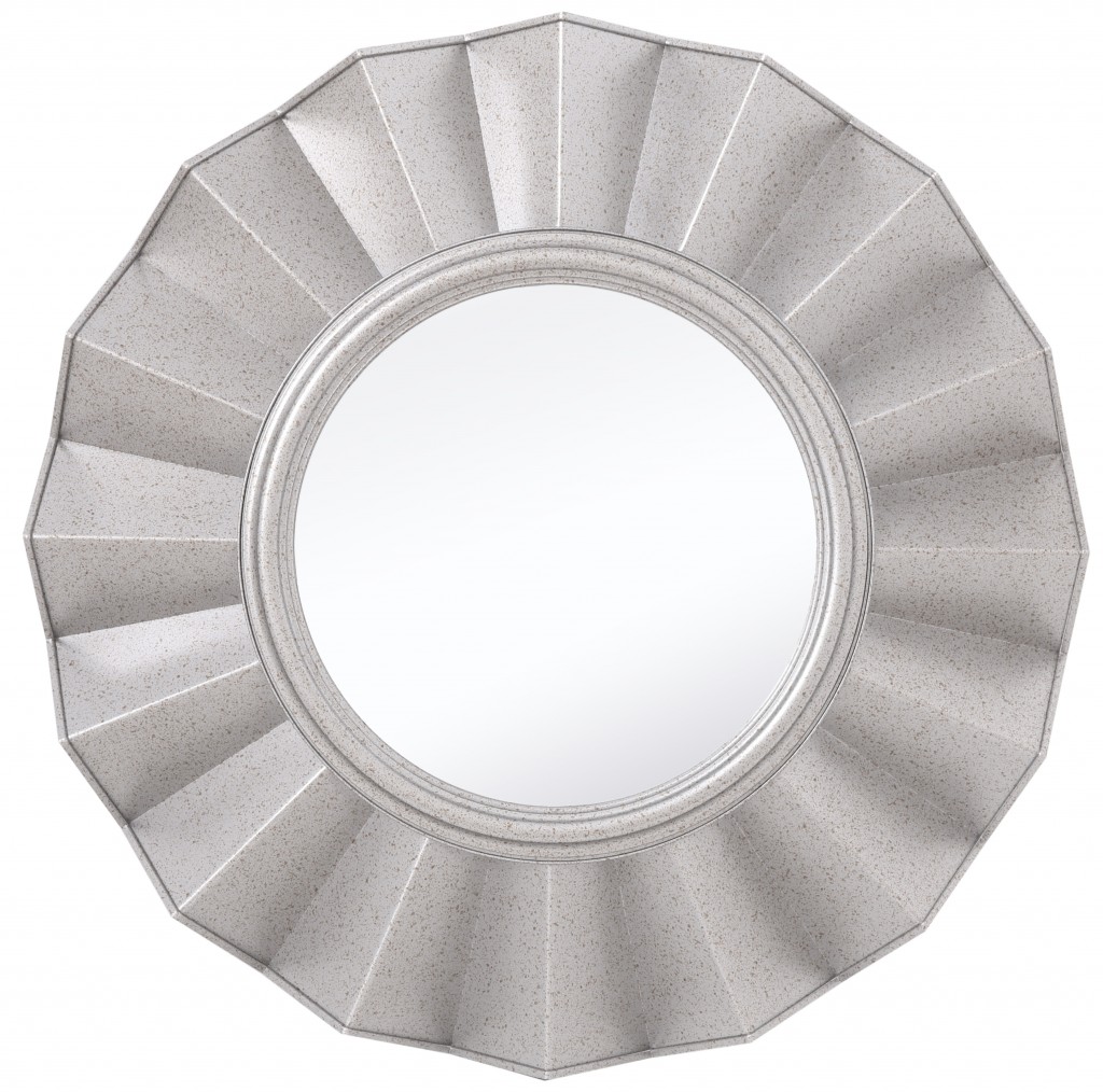 Silver Glass Round Ruffle Mirror