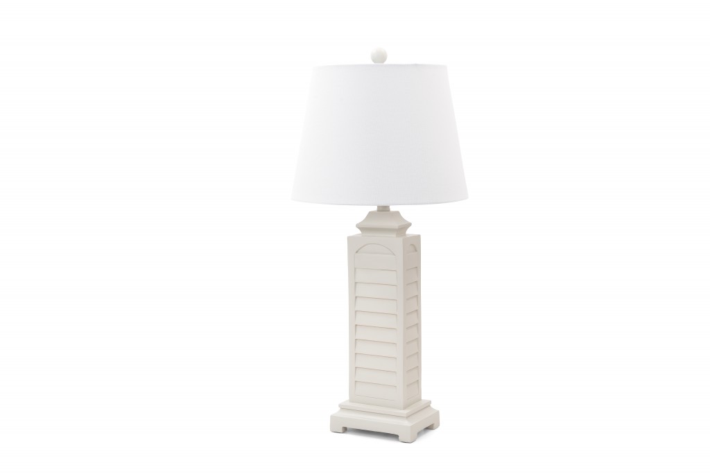 Set of 2 Light Taupe Shutter Pedestal Table Lamps