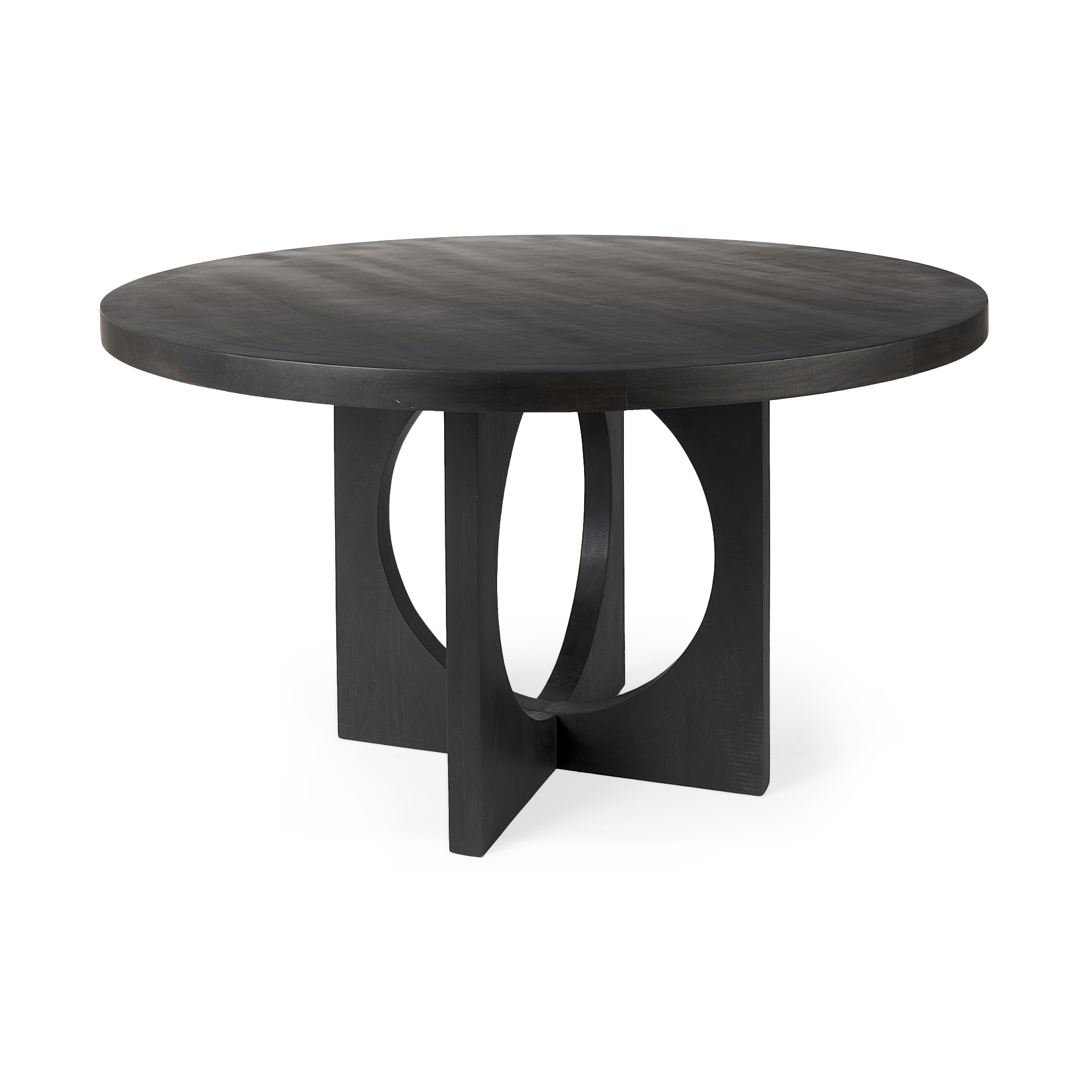 Black Wood Round Geometric Dining Table