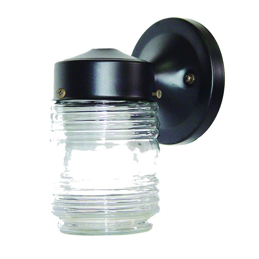 Black Standard Jelly Jar One Light Outdoor Wall Light