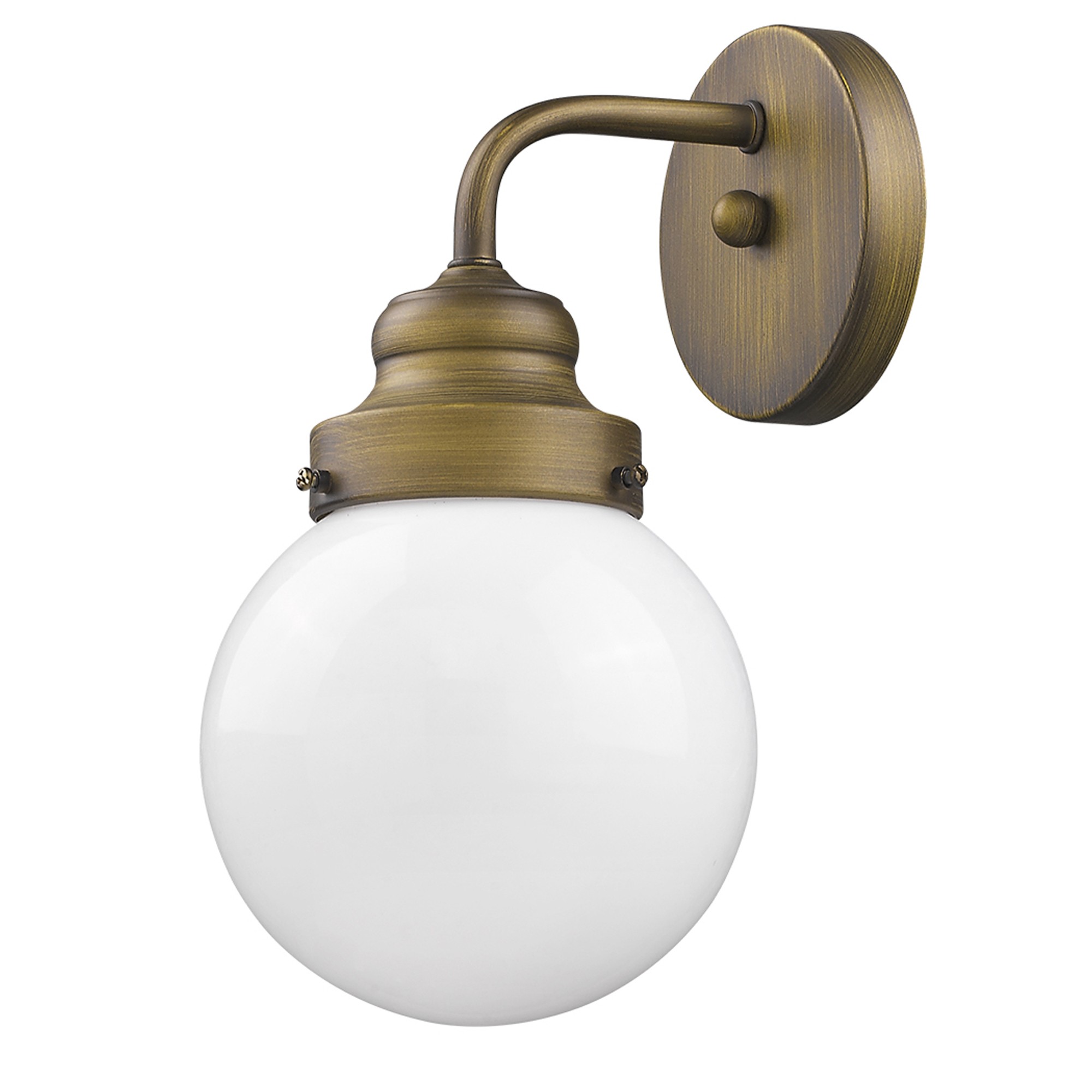 One Light Gold Wall Sconce with Round Glass Shade