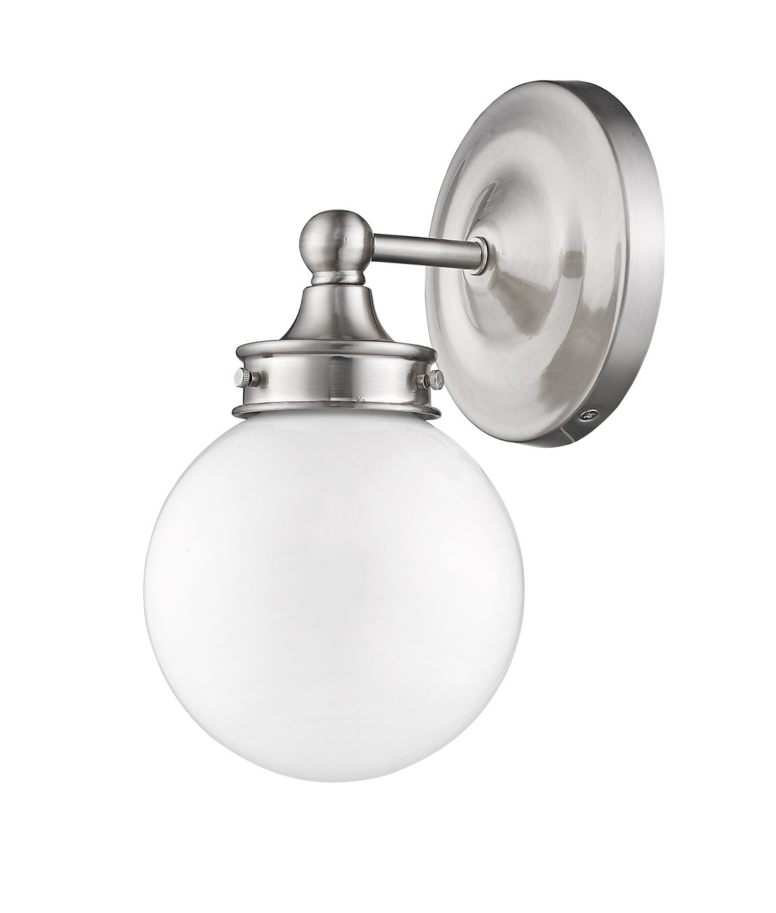 Silver Wall Sconce with Round Frosted Glass Shade