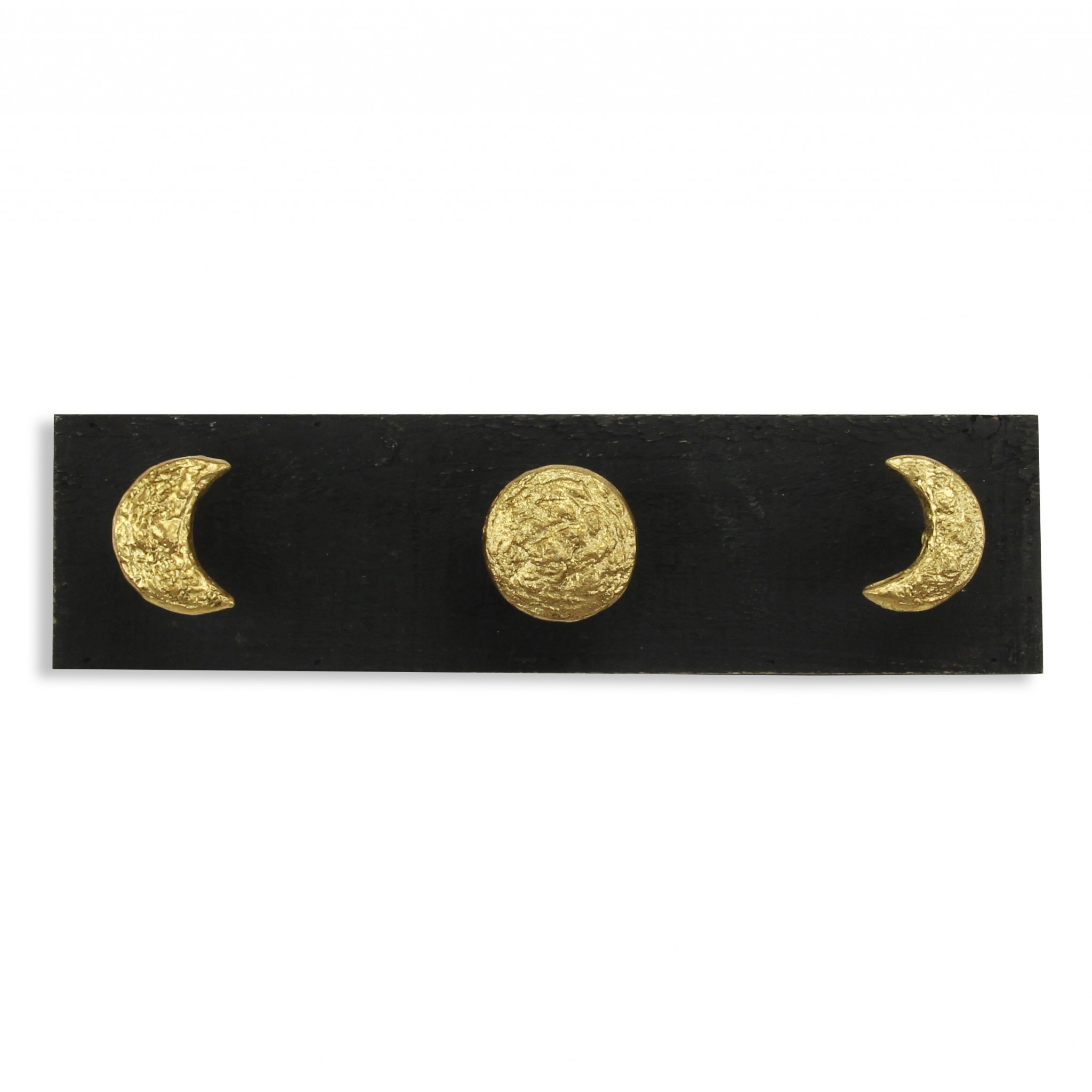 Black and Gold Moon Phase Three Hook Coat Hanger