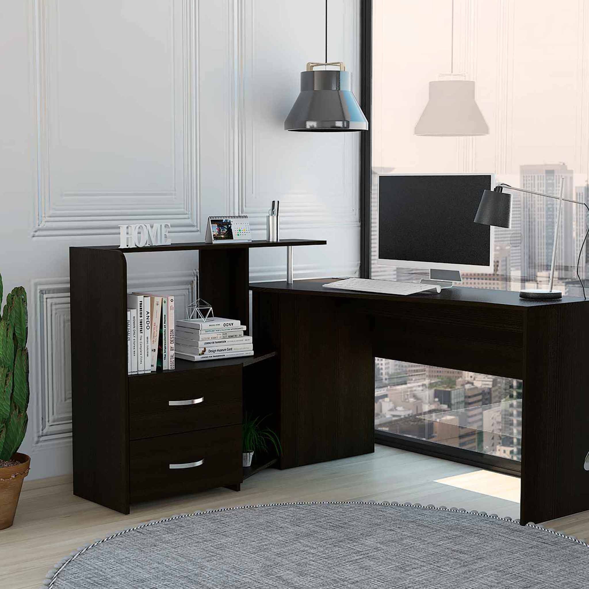 Sedona Black L Shaped Computer Desk