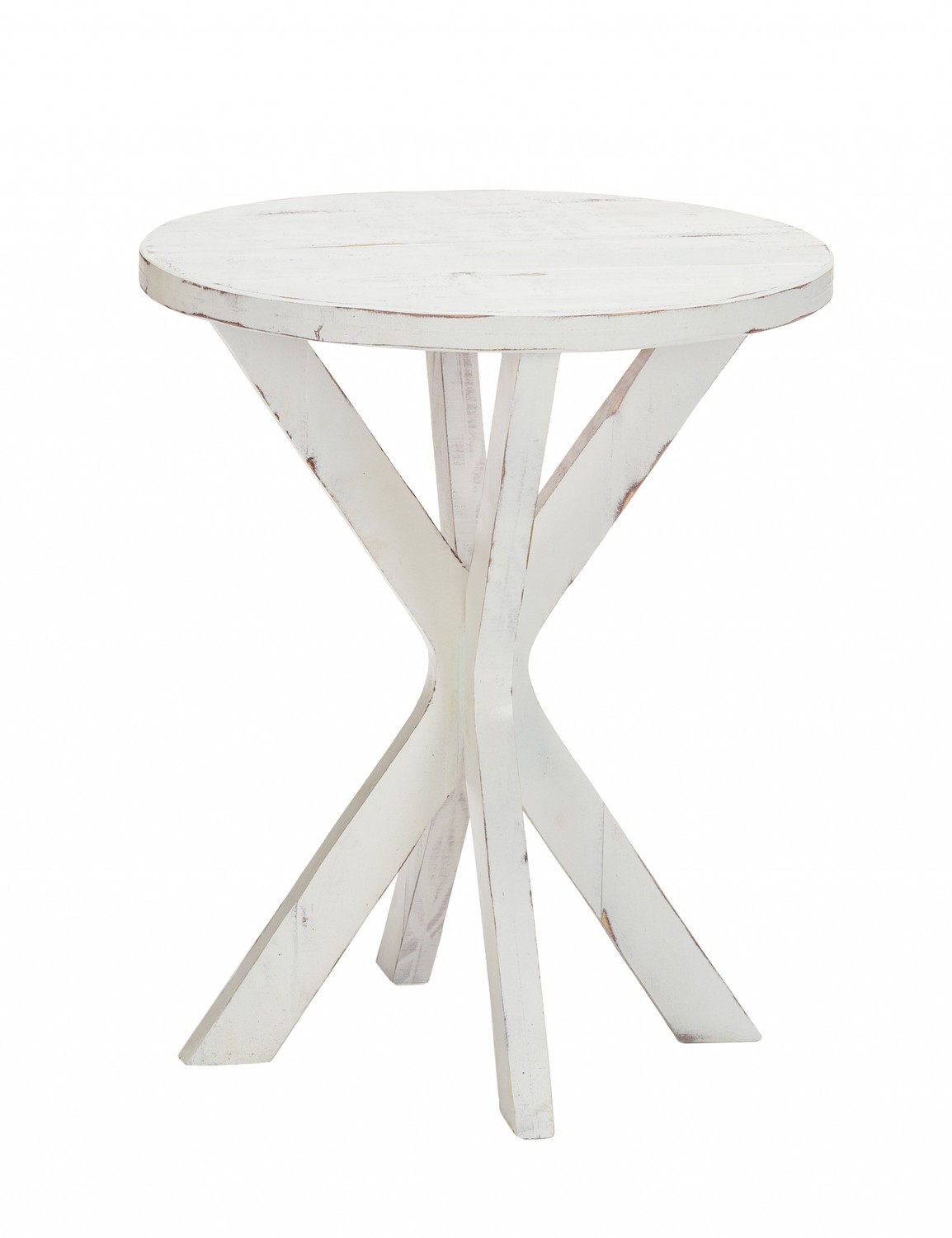 Rustic Modern White Round X Base End Table