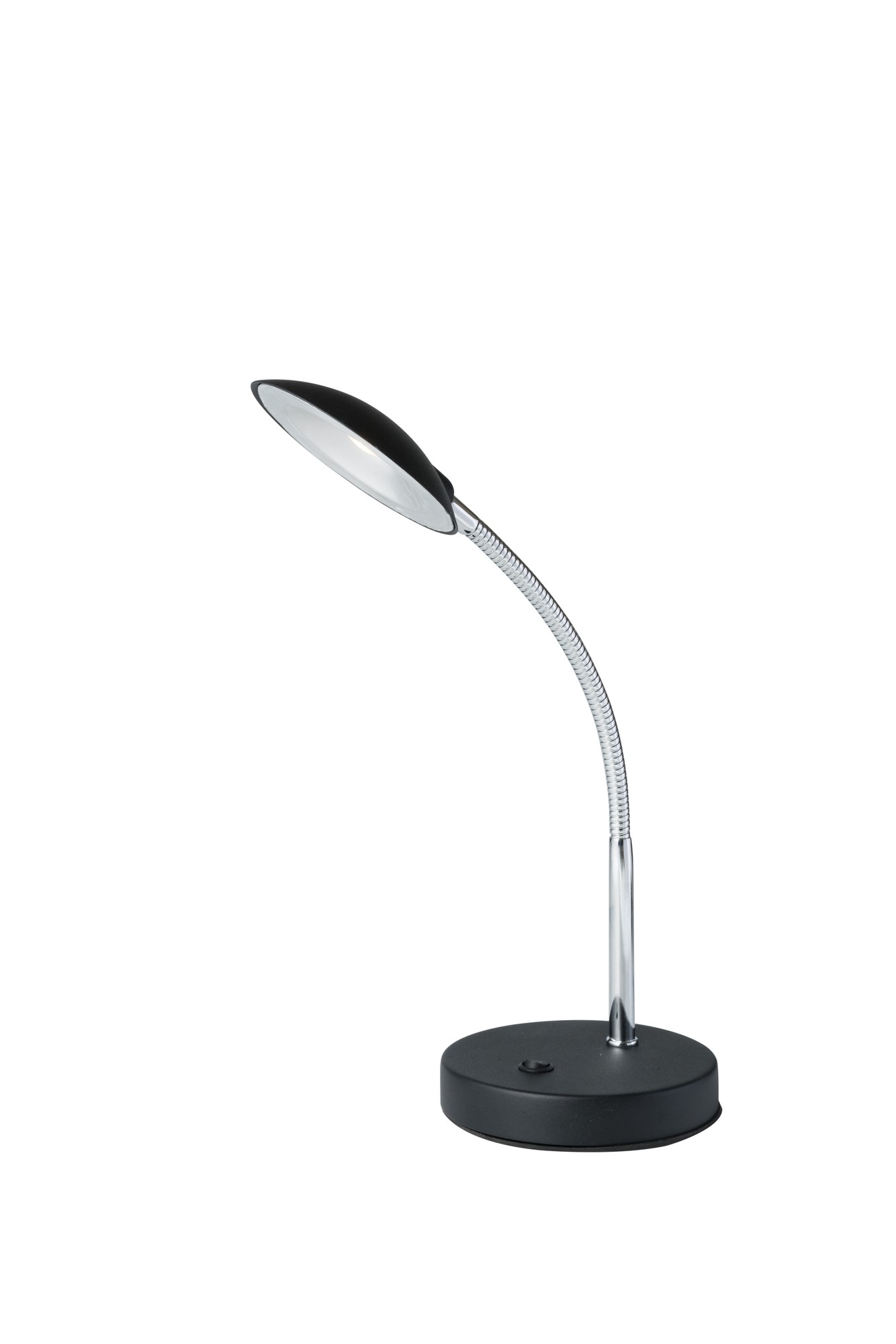 Black Metal Gooseneck Desk Lamp with Flat Shade