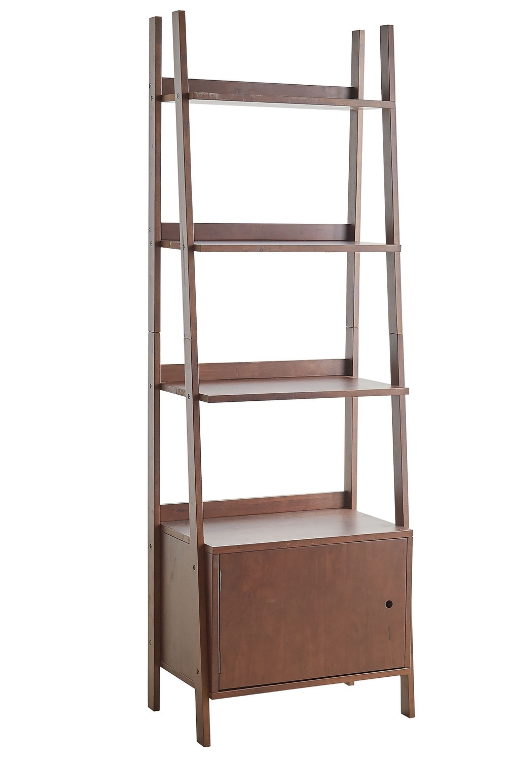 Dark Espresso Ladder Book Shelves and Cabinet