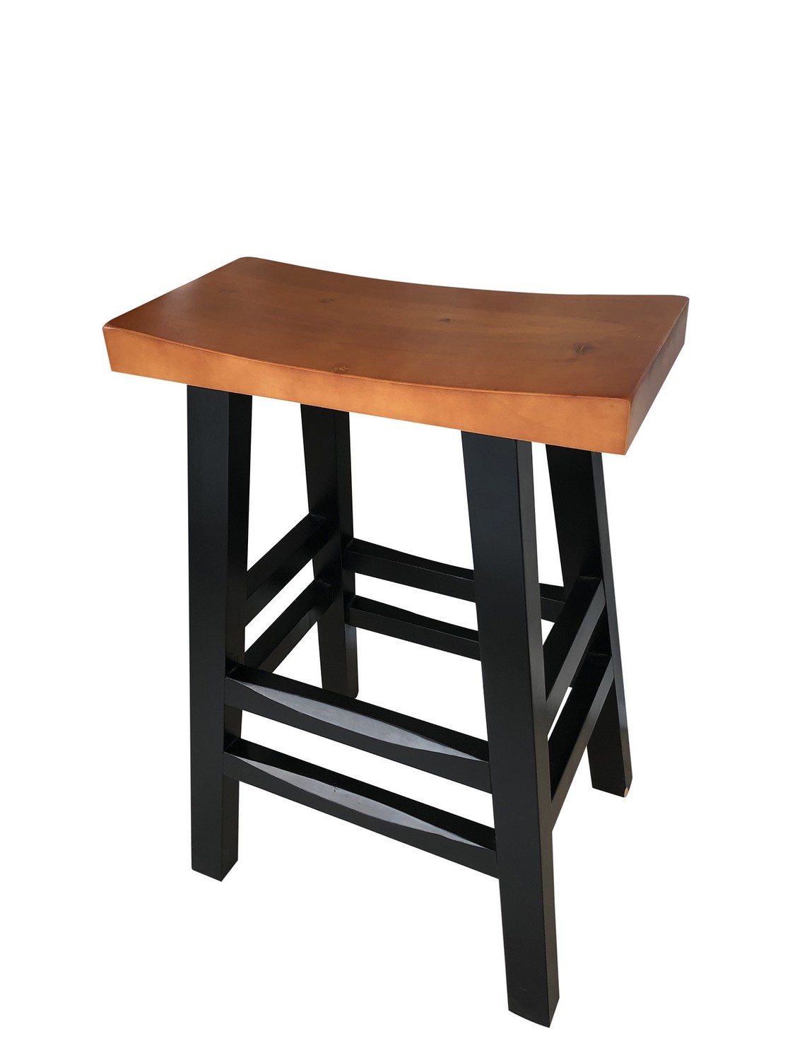 Maple and Black Soft Curve Solid Wood Bar Stool