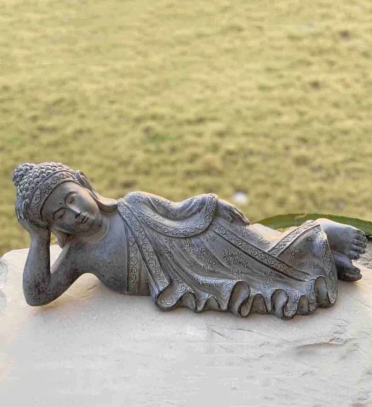 9" Resting Budha Indoor Outdoor Statue