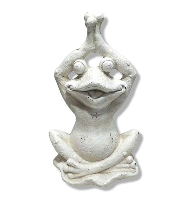 20" White Yoga Frog Indoor Outdoor Statue