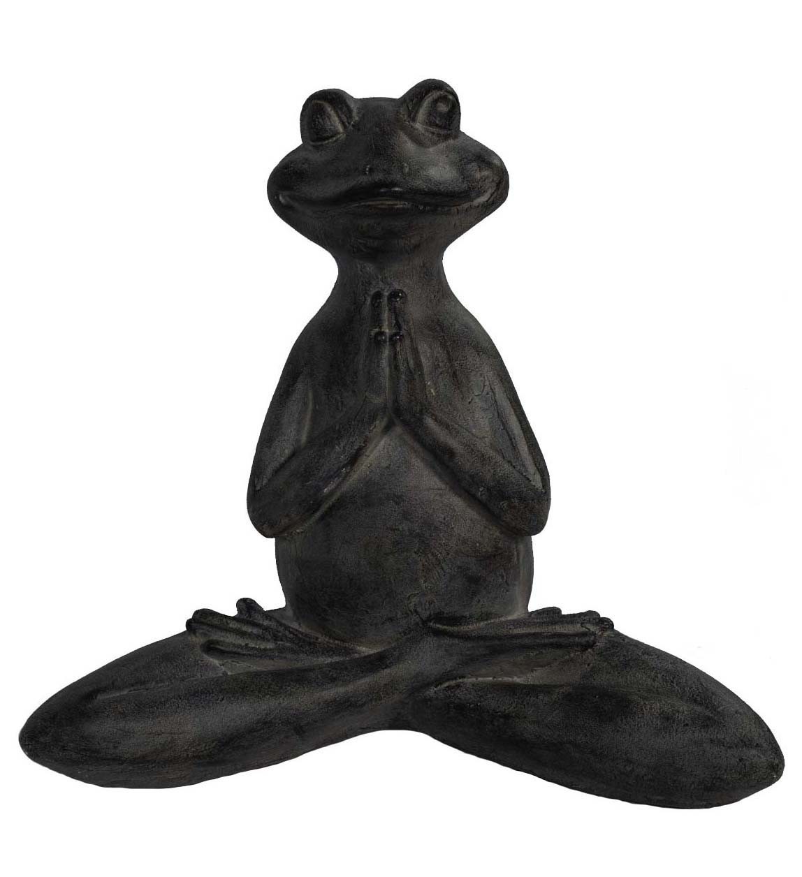 17" Black Zen Frog Indoor Outdoor Statue