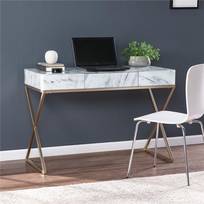 Faux Marble Writing Desk with Storage