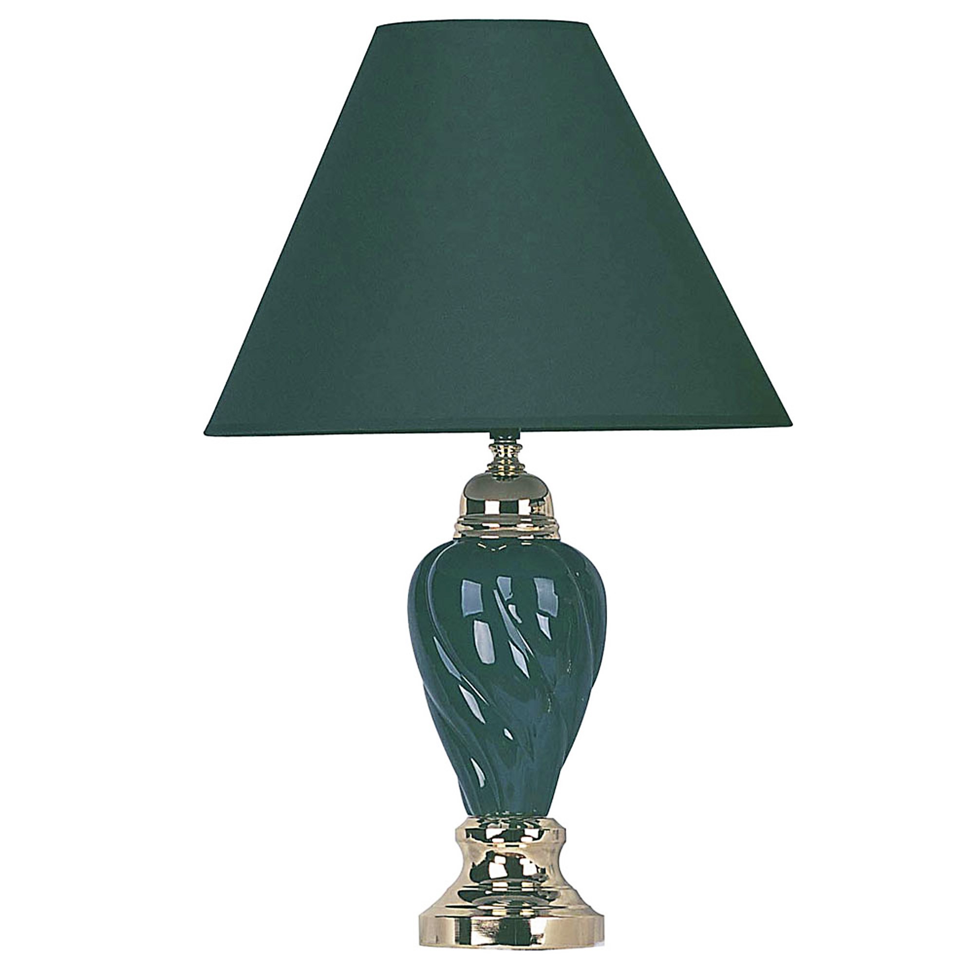 Gold and Teal Table Lamp with Navy Blue Shade