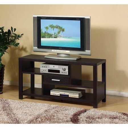 Black Open Geo TV Stand with One Center Drawer