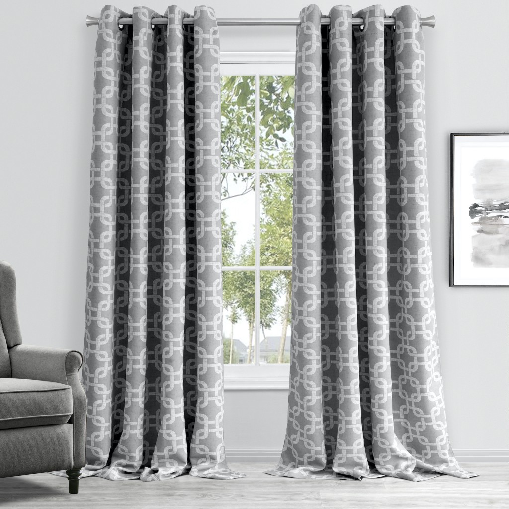 84 Silver Interlock Pattern Window Curtain Panel