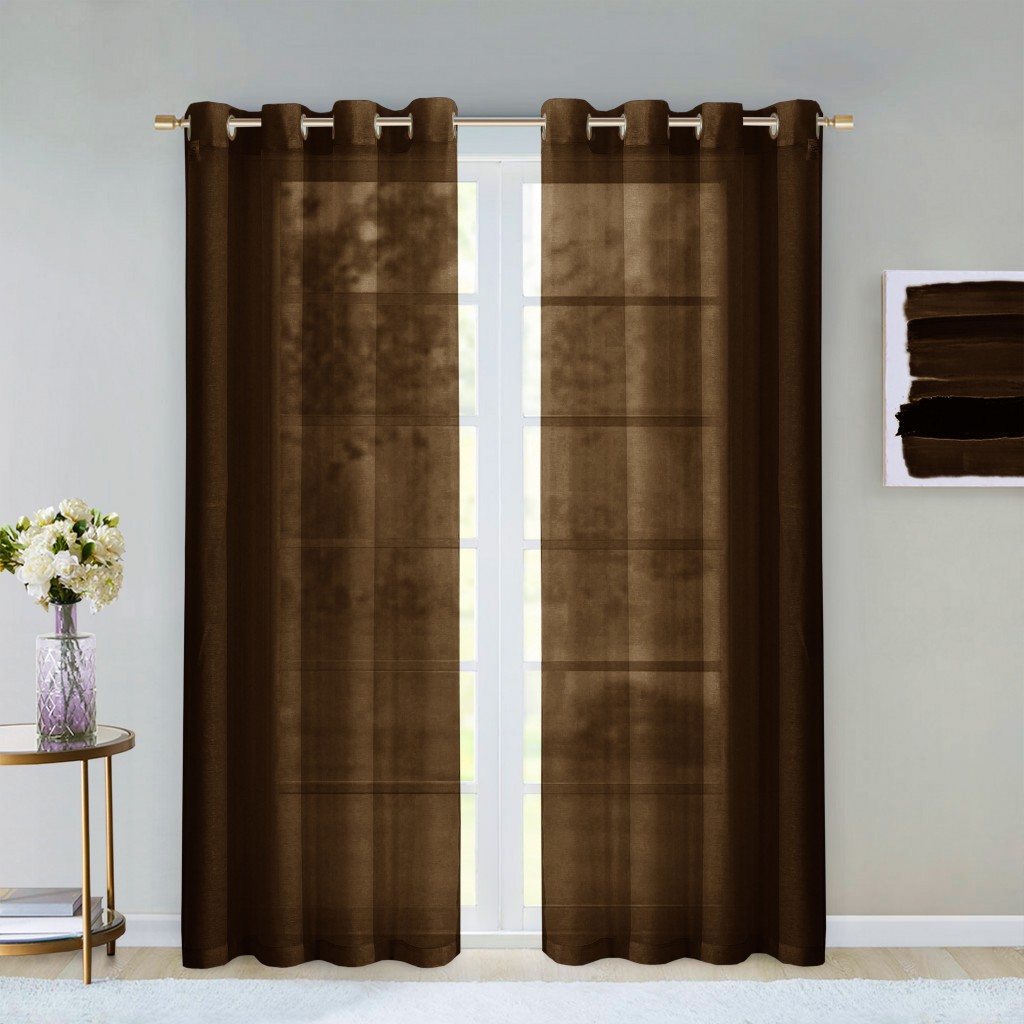 Set of Two 84" Chocolate Solid Modern Window Panels