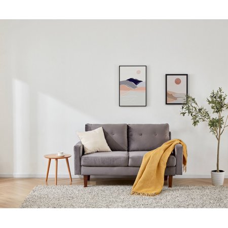 Trout Gray Velvet Modern Modular Loveseat