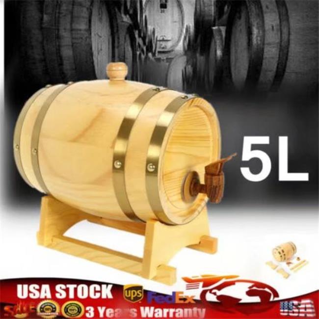 Vintage Oak Wood Barrel Drink Dispenser