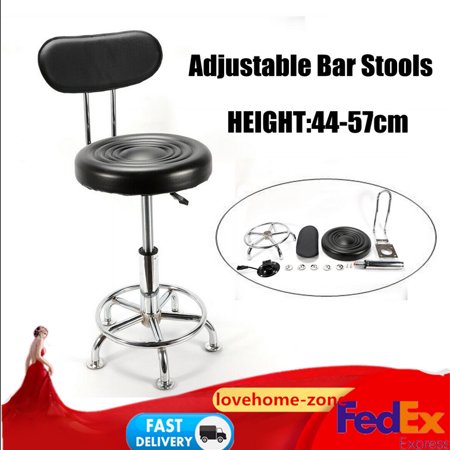 Modern Adjustable Black Faux Leather Swivel Bar Chair