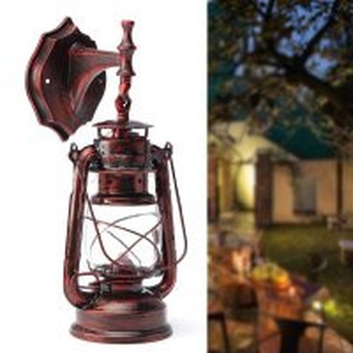 Rustic Red Bronze Metal Lantern Hanging Outdoor Wall Lamp