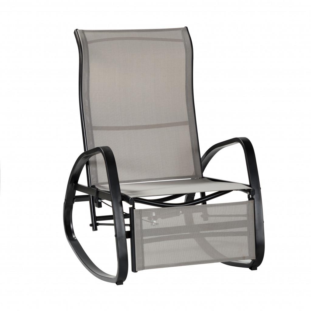 Gray Outdoor Adjustable Rocking Recliner Chair