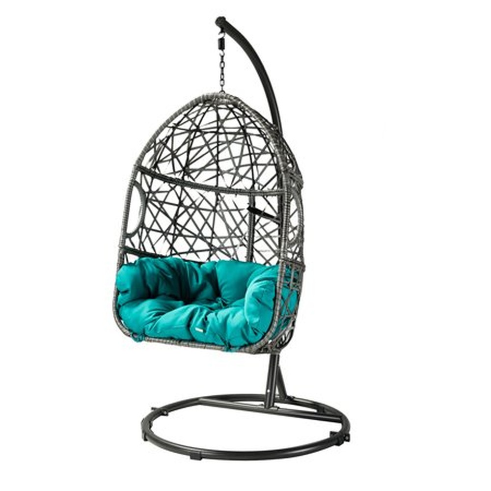 Teal Outdoor Interlaced Contemporary Swing Chair