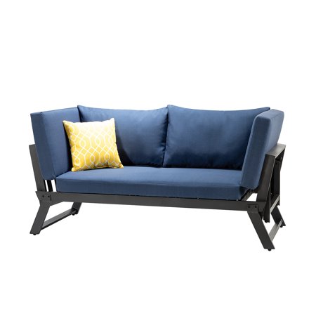 Blue Outdoor Patio Convertible Modern Daybed