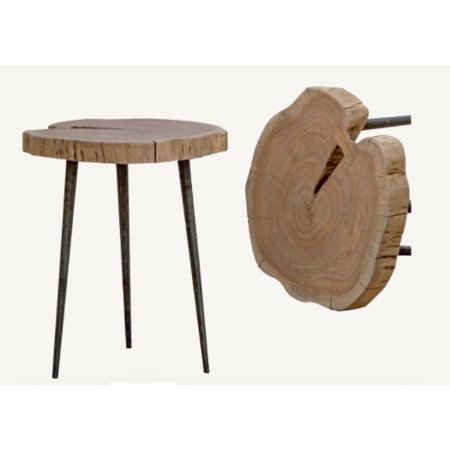 Natural Wood and Black Live Edge End or Side Table