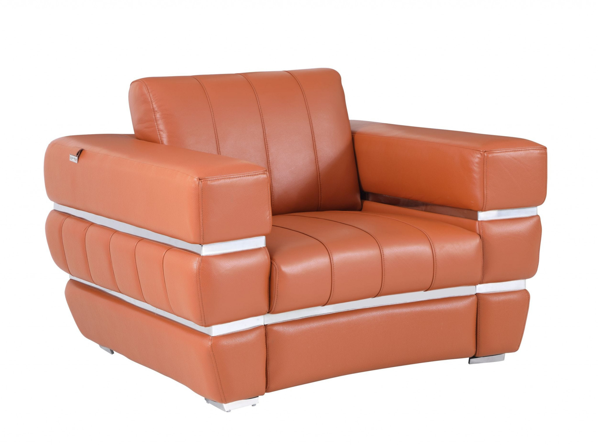 Terra Cotta Stripe Top Grade Italian Leather Chair