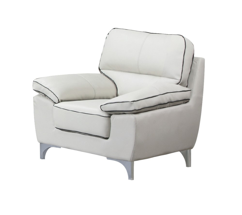 Contemporary Pale Grey Faux Leather Accent Chair