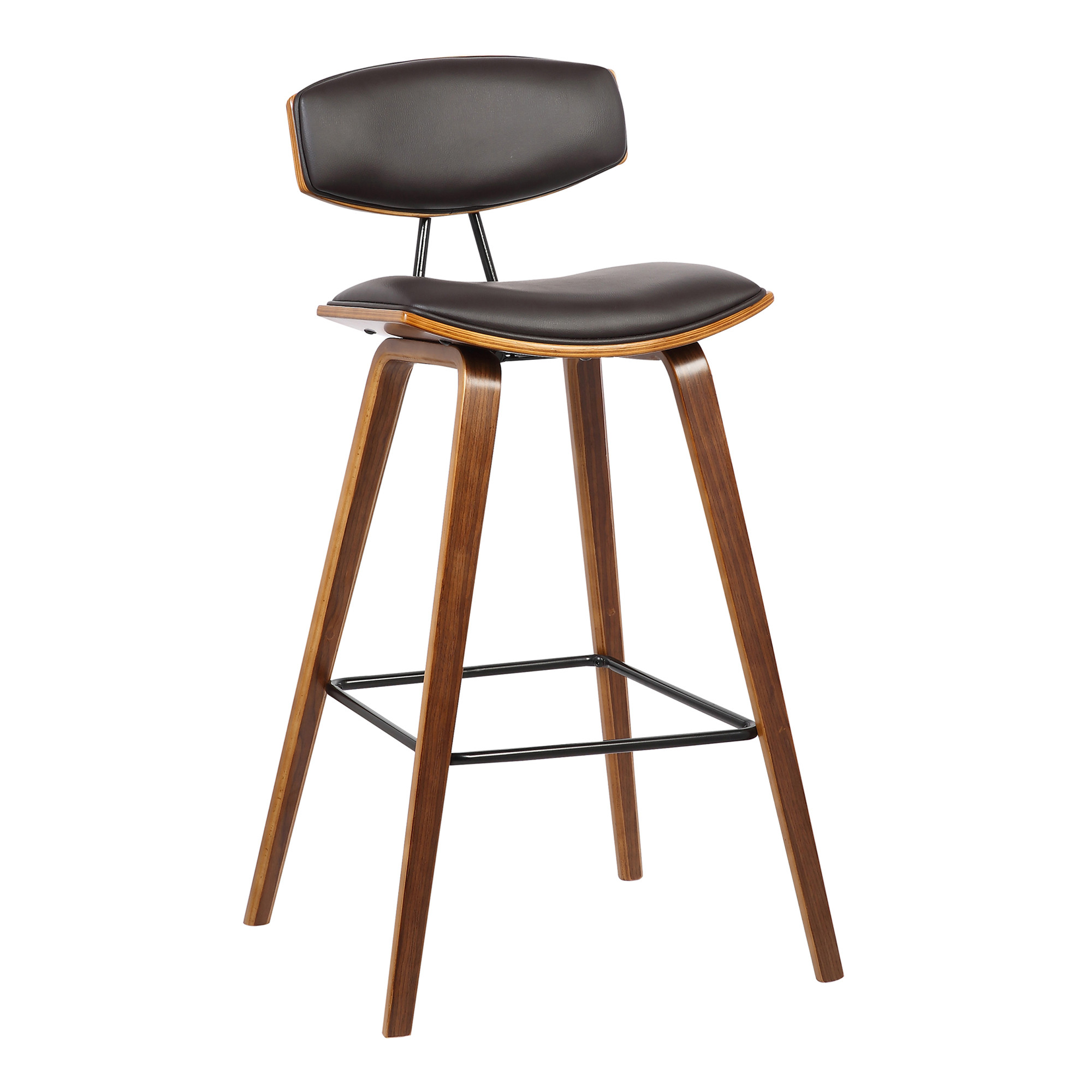 29 Brown Faux Leather Mid Century Modern Bar Stool