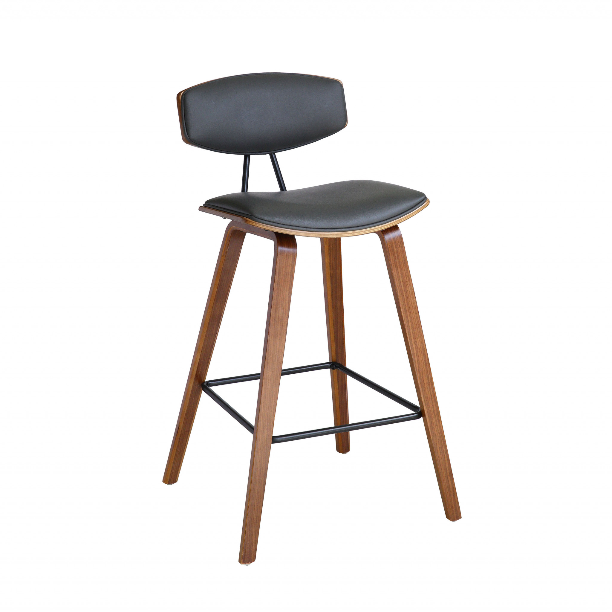 26 Gray Faux Leather Mid Century Modern Bar Stool