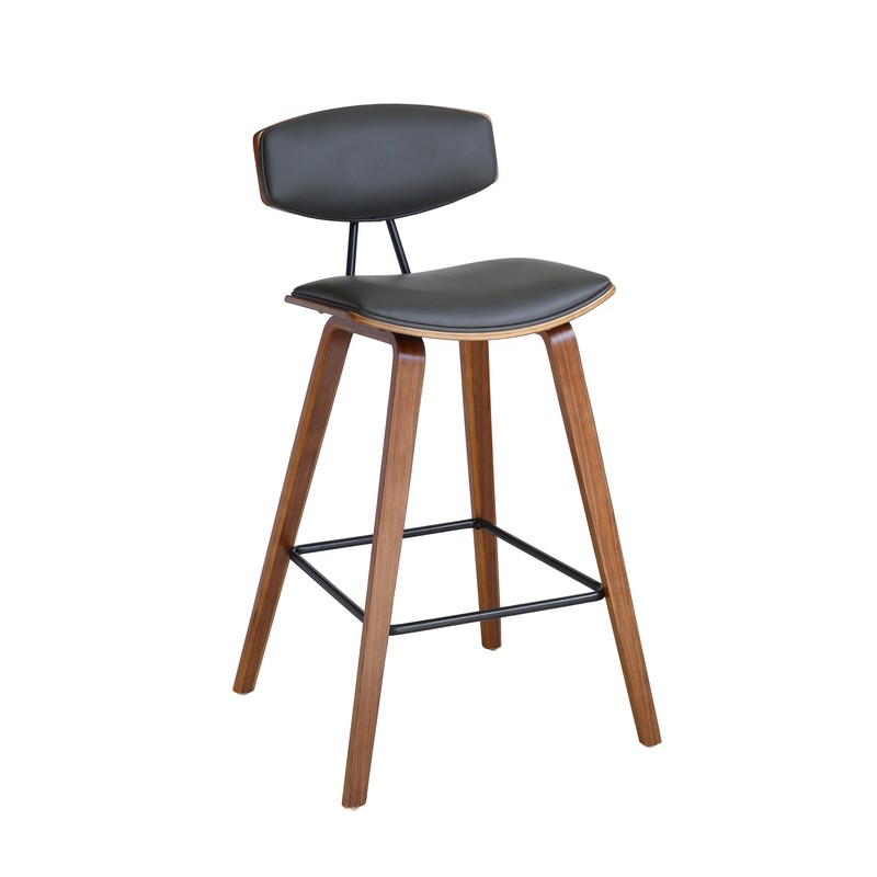 29 Gray Faux Leather Mid Century Modern Bar Stool
