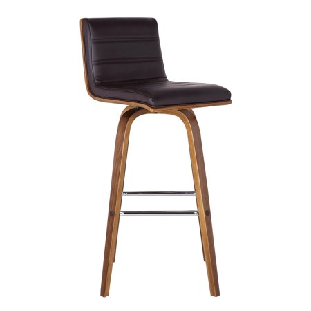 30 Brown Faux Leather Wooden Swivel Bar Stool
